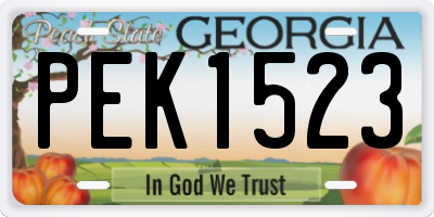 GA license plate PEK1523