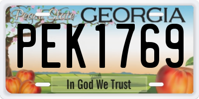 GA license plate PEK1769