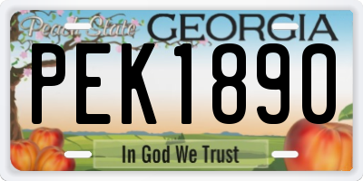 GA license plate PEK1890
