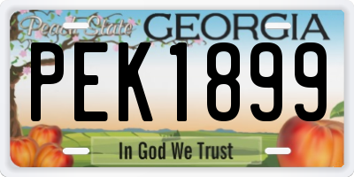 GA license plate PEK1899