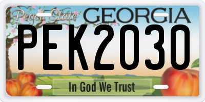 GA license plate PEK2030