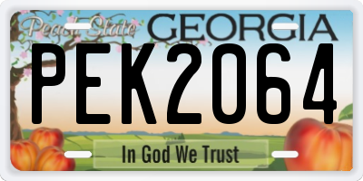 GA license plate PEK2064