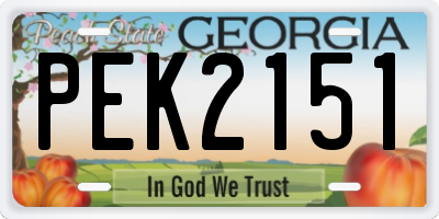 GA license plate PEK2151