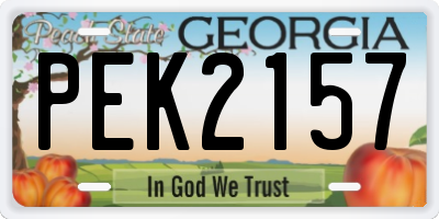 GA license plate PEK2157
