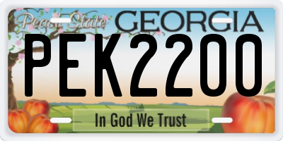 GA license plate PEK2200