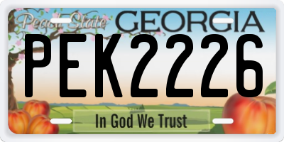 GA license plate PEK2226