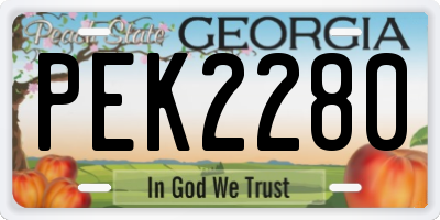 GA license plate PEK2280