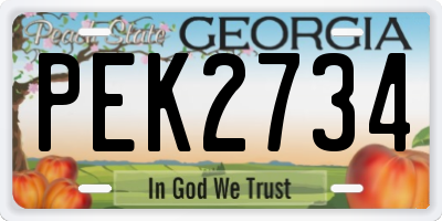 GA license plate PEK2734