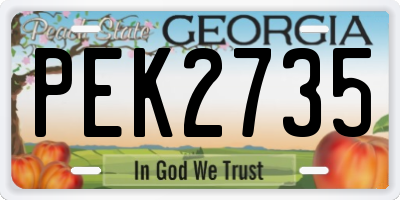 GA license plate PEK2735
