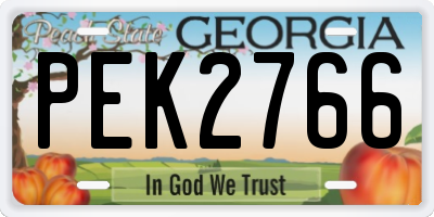 GA license plate PEK2766