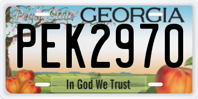 GA license plate PEK2970