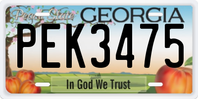 GA license plate PEK3475