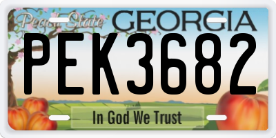 GA license plate PEK3682