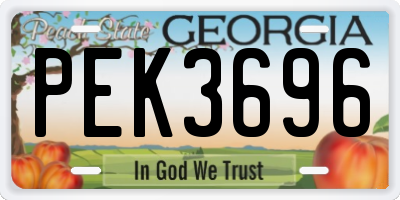GA license plate PEK3696