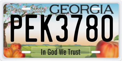 GA license plate PEK3780