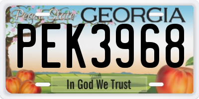 GA license plate PEK3968