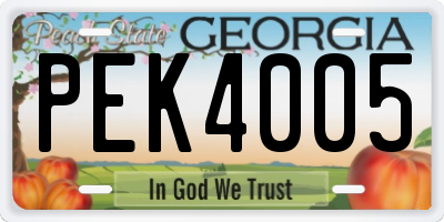 GA license plate PEK4005