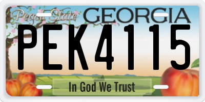 GA license plate PEK4115