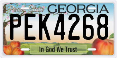 GA license plate PEK4268