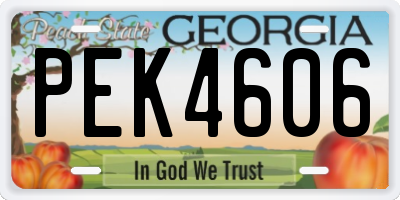 GA license plate PEK4606