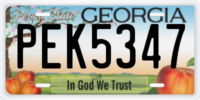 GA license plate PEK5347