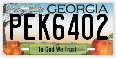 GA license plate PEK6402