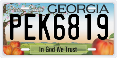 GA license plate PEK6819