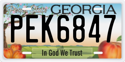 GA license plate PEK6847