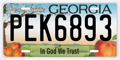 GA license plate PEK6893