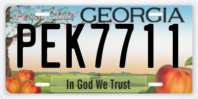 GA license plate PEK7711
