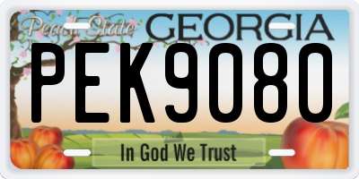 GA license plate PEK9080