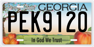 GA license plate PEK9120