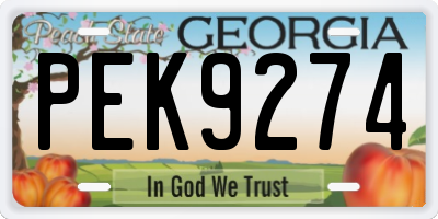 GA license plate PEK9274
