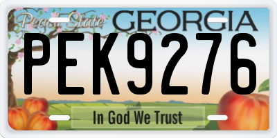 GA license plate PEK9276