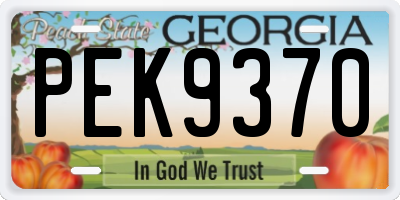 GA license plate PEK9370