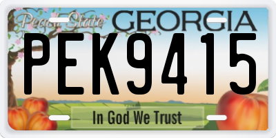 GA license plate PEK9415