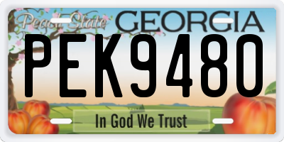 GA license plate PEK9480