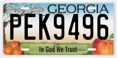 GA license plate PEK9496