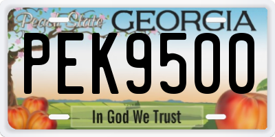 GA license plate PEK9500