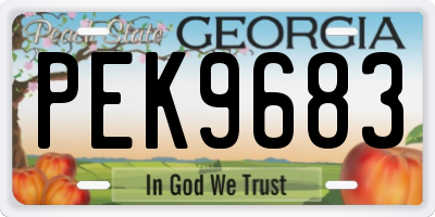 GA license plate PEK9683