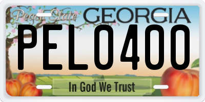 GA license plate PEL0400