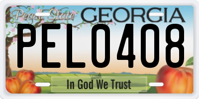 GA license plate PEL0408