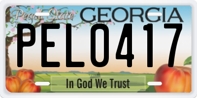 GA license plate PEL0417
