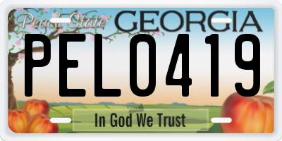GA license plate PEL0419