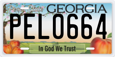 GA license plate PEL0664