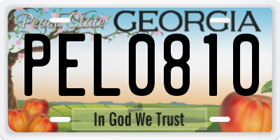 GA license plate PEL0810
