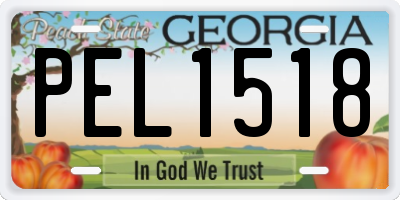 GA license plate PEL1518
