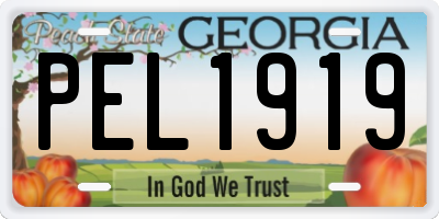 GA license plate PEL1919