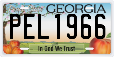 GA license plate PEL1966
