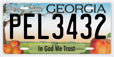 GA license plate PEL3432